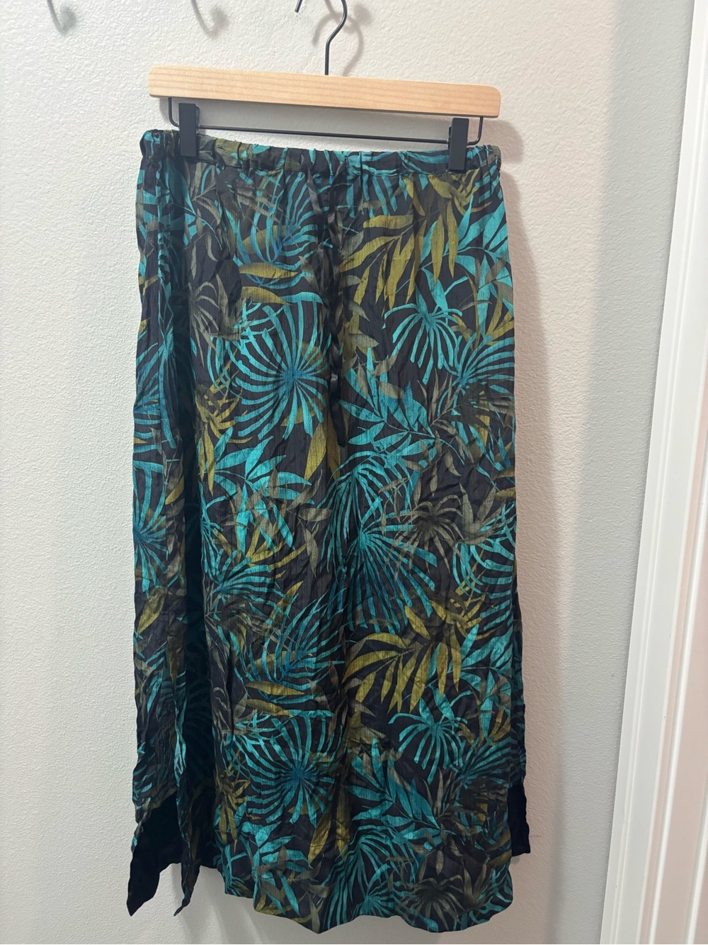 Silk Women’s Amanda Smith Tropical Leaf Maxi Skirt Teal Green Petite Large
